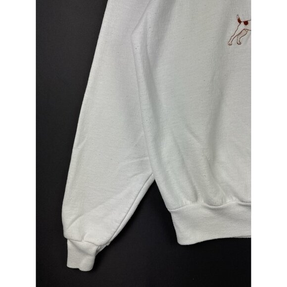 Vintage 90s Jack Russell Dog Animal Pet Art White Crewneck Large - Picture 7 of 16